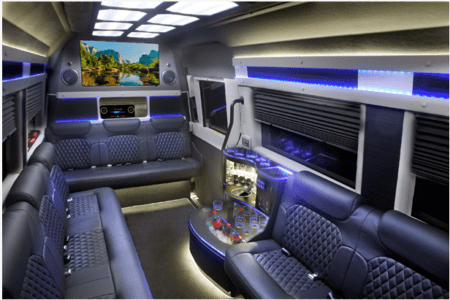 14 passenger Party Bus Sprinter Interior 3