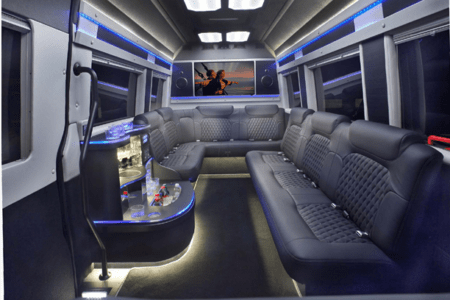 14 passenger Party Bus Sprinter Interior